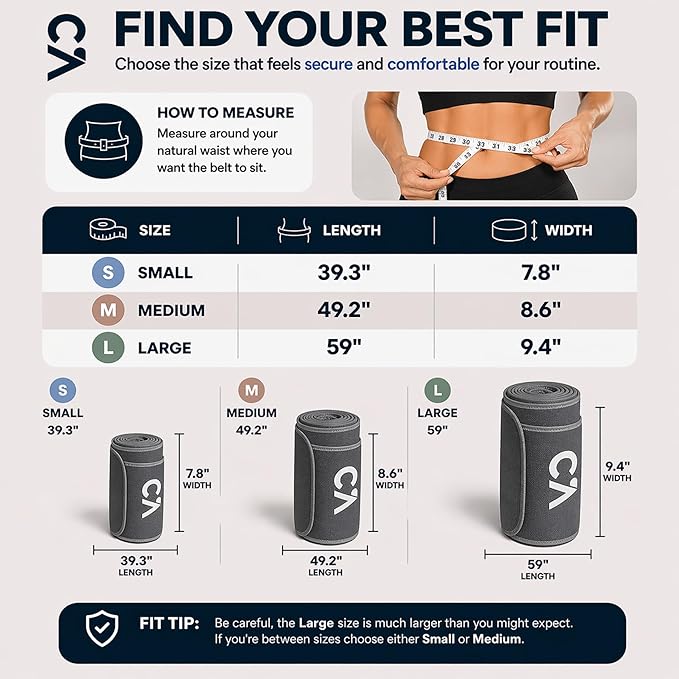 Waist Trimmer Belt for Men & Women – Silver Ion Sweat Belt, Anti-Slip Sauna Trainer, With Pocket & Precision Fit