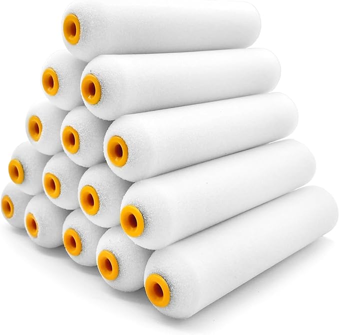 15 Pieces Paint Roller Cover, 6 inch Foam Roller Covers, High Density Foam Paint Rollers, Mini Paint Roller Kit for Painting Walls, Ceilings, Cabinets, Cupboards, Doors
