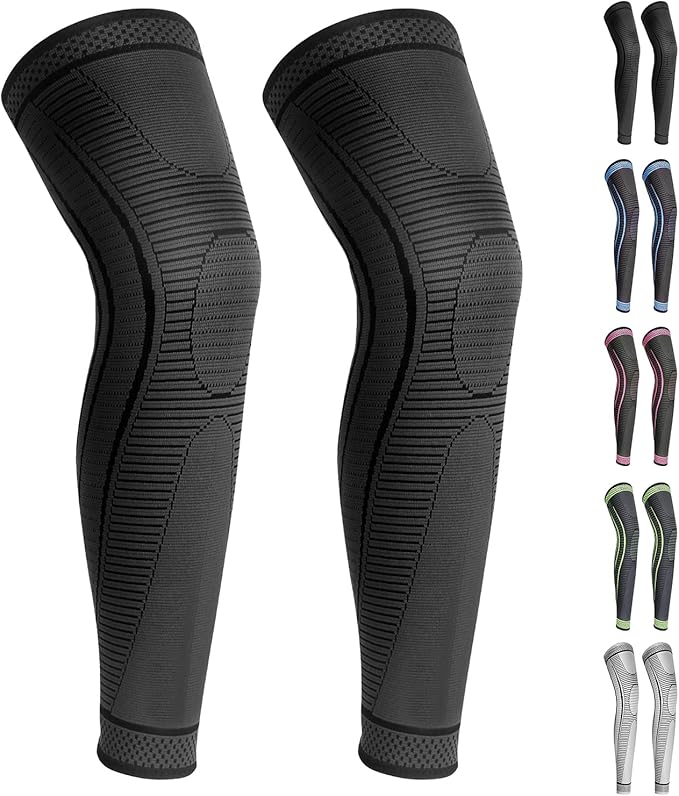 2 Pack Full Leg Compression Sleeves for Men And Women Long Knee Brace Support for Basketball, Running, Workout, Cycling, Sport