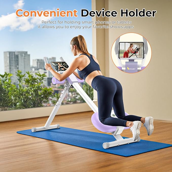OWLSKY Ab Machine, Adjustable Ab Trainer Machine for Abs Workout at Home Gym, Foldable, Knee Protection, LCD Monitor, Device Holder, 400 LBS,Abdominal Trainer for Stomach Workout