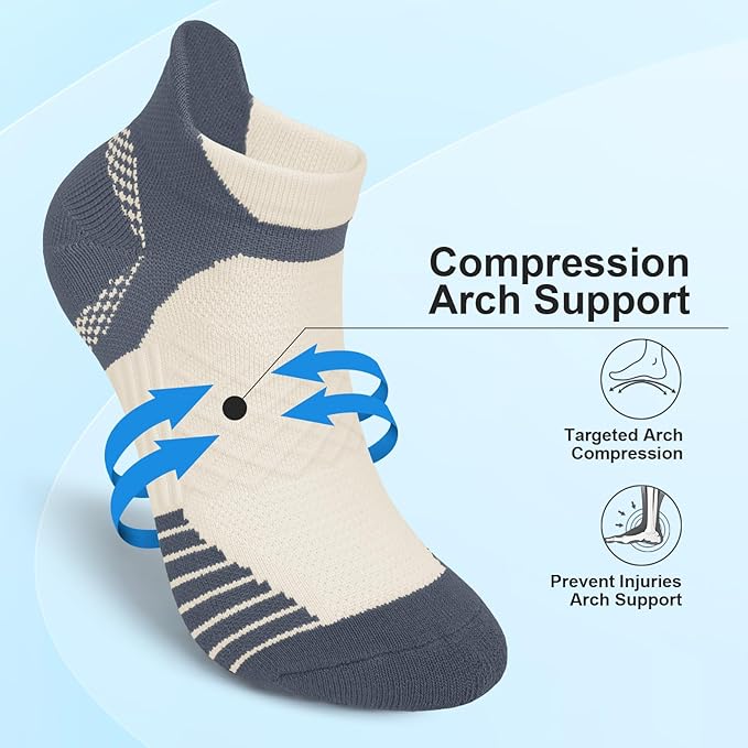 Iseasoo Copper Ankle Compression Socks - Low Cut Arch Support Socks for Men & Women, Running, Nurses, Plantar Fasciitis Socks