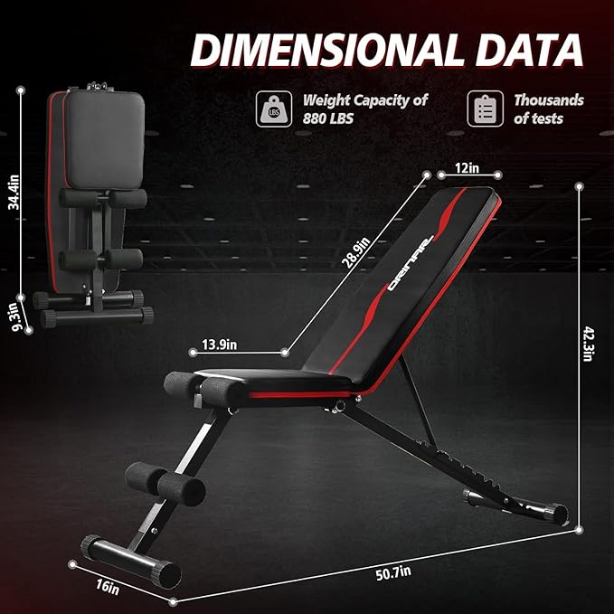 Weight Bench Press, Strength Training Adjustable Workout Benches for Full Body, Gym Benches for Incline Decline Exercise