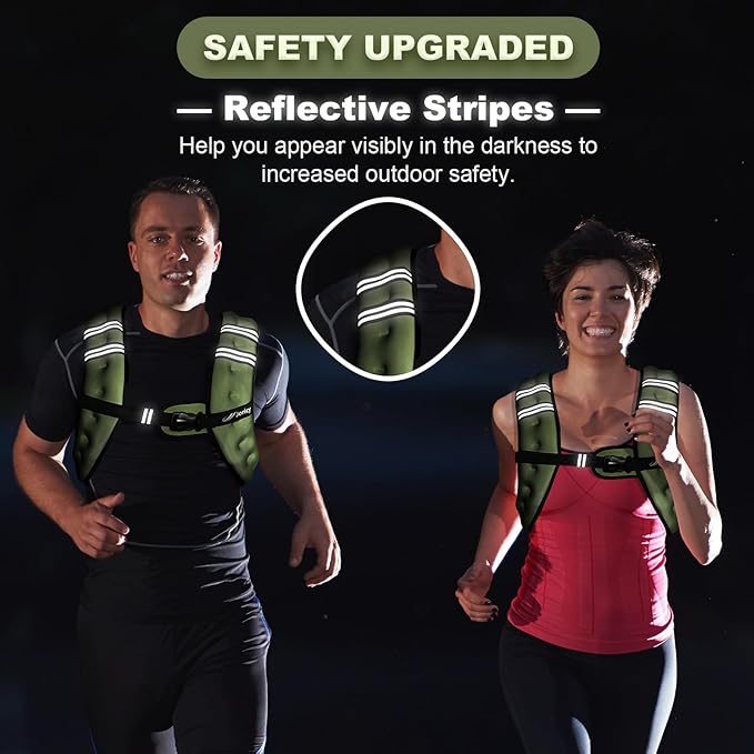 Weighted Vest Woman 5lb/8lb/10lb/12lb/15lb/20lb/25lb/30lb Weight Vest for Women Men, Rucking Vests with Reflective Stripe for Running Workout Walking Strength Training Weight Loss Fitness Weightlifting