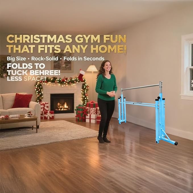 Gymnastics Bar for Kids Girls Ages 3-15 with Ring for Home Indoor Training Equipment- Steady Steel Construction, Anti-Slip, Easy to Assemble, 3' to 5' Adjustable Height