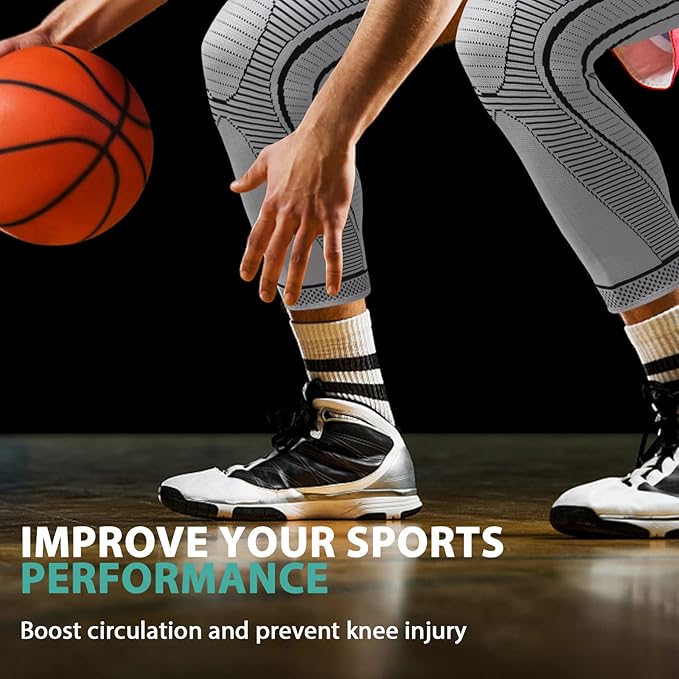 2 Pack Full Leg Compression Sleeves for Men And Women Long Knee Brace Support for Basketball, Running, Workout, Cycling, Sport