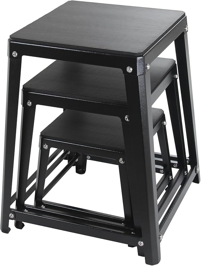 Steel Plyometric Jump Box, 18 Inch High Anti-Slip Plyo Box for Home Gym Conditioning and Strength Training
