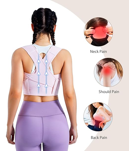 URSEXYLY Posture Corrector for Women Adjustable Upper Back Brace Posture Support Back Straightener Pain Relief(M/L,Pink)