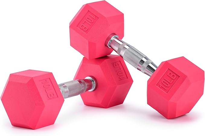 Portzon Weights Dumbbells Pink Colors Compatible with Set of 2 Neoprene/Rubber Dumbbells,1-15 LB, Anti-Slip, Anti-roll, Hex Shape
