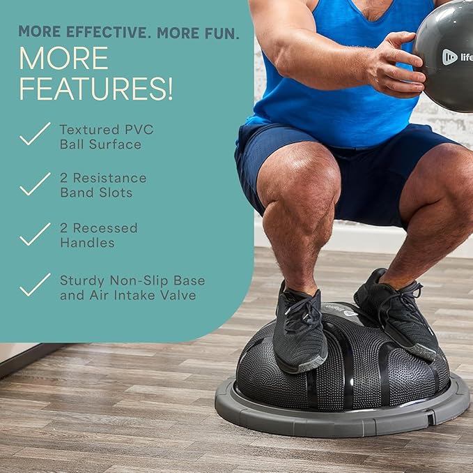 Lifepro Half Balance Ball Trainer - Stability Ball for Exercise, Full-Body Workouts, Home Gym, and Physical Therapy - Horizon Balance Ball Half Non-Slip Equipment for Balance Training