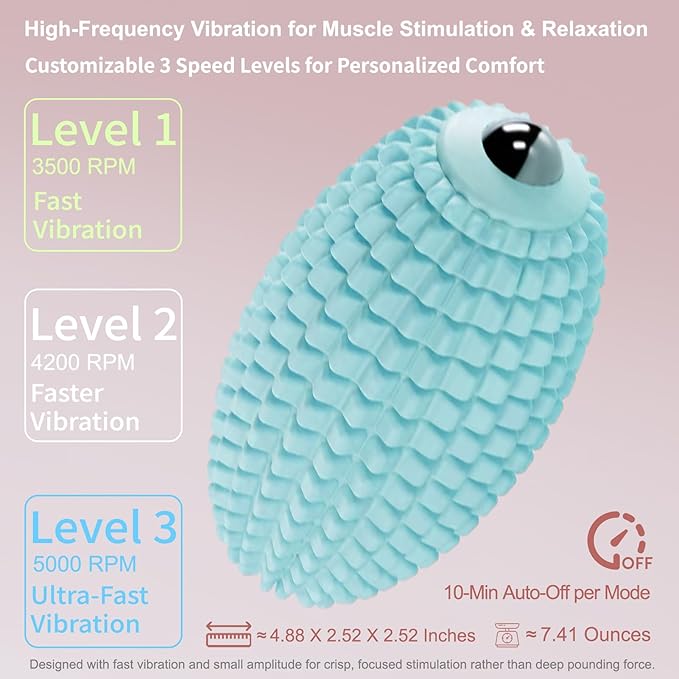 Vibrating Massage Ball for Plantar Fasciitis, Silicone Trigger Point, Myofascial Massage Ball, Deep Tissue Roller for Back, Neck, Foot, Muscle Recovery, Hip & Psoas Release Tool (Blue)
