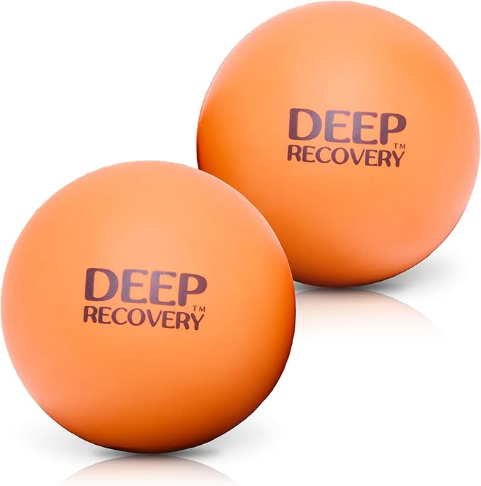 Deep Recovery Sport Yoga Deep Tissue Massage Ball Set, Extra Firm – Lacrosse Ball Size (2.5in) Myofascial Release Balls for Feet, Back, Neck, Legs, & Arms – Trigger Point & Mobility Therapy (2-Pack)