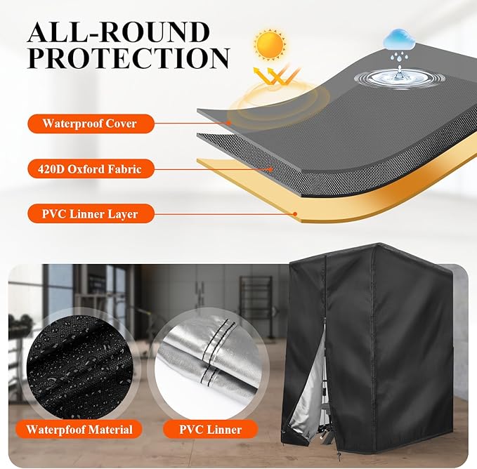 Pull Up Station Cover, Dustproof-Cover for Pull Up Station/Dip Bar Station for Outdoor, Pull Up Rack Machine Protect Home Gym Strength Training Dip Stands Cover