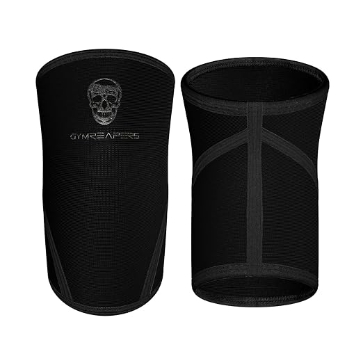Gymreapers Knee Sleeves (1 Pair) with Gym Bag - IPF Approved - Support Compression Brace for Squats, Fitness, Weightlifting, Cross Training, Powerlifting - 7MM Neoprene Sleeves - For Men & Women (Black/Black, Small)