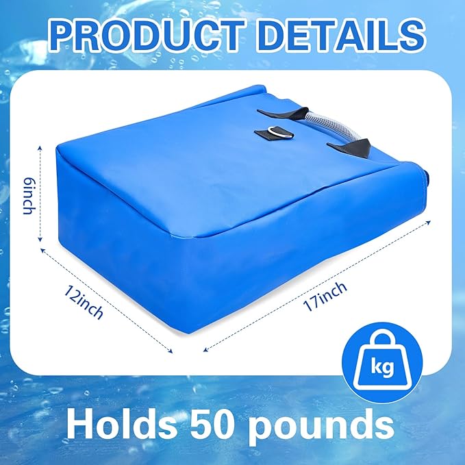 Simgoing 8 Pcs Vinyl Sand Bags for Bounce House, Bounce House Accessories Sandbag for Support & Anchor Inflatables Tents Water Slides Canopies Commercial, Holds up to 50 Lbs (Blue)