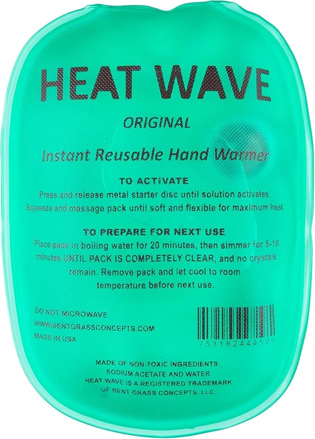 Heat Wave 3x5 Reusable Click Instant Heat Hand Warmer (Small Green 4 Pack)