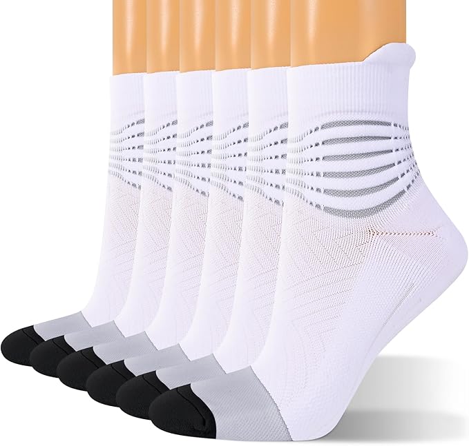 IRAMY Compression Ankle Support Socks Women - Wicking, Cushioned Athletic, Plantar Fasciitis Relief 2/3/6 Pairs