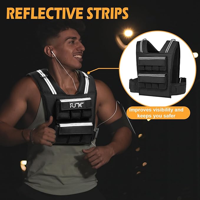 FUFF Adjustable Weighted Vest Men,20/30/40 LB Weight Vest for Strength Trainin, Workout Vest Woman with Removable Iron Weights for Walking, Rucking, Running, Exercise