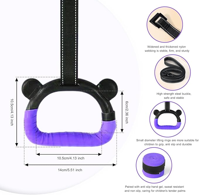 Kids Gymnastics Rings, Children's Home Gym Equipment, Children's Adjustable Strap Strength Training Rings, Pulling Rings for Physical Training