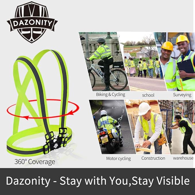 Dazonity High Visibility Safety Vest,Lightweight,Adjustable &Hi Vis Fit for Men&Women, Work,Construction,Runnning (Yellow-20PCS)