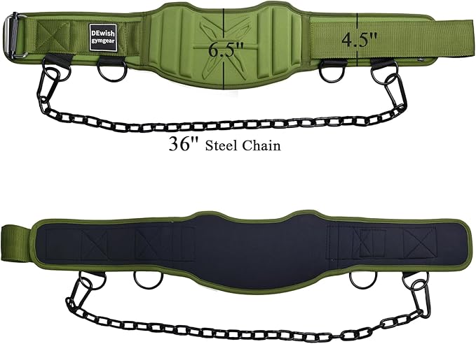 2-in-1 Weightlifting Belt with 36 IN Steel Chain & Self Locking, Dip Belt for Pull Up, Squat, Deadlifts & Added Weight Training