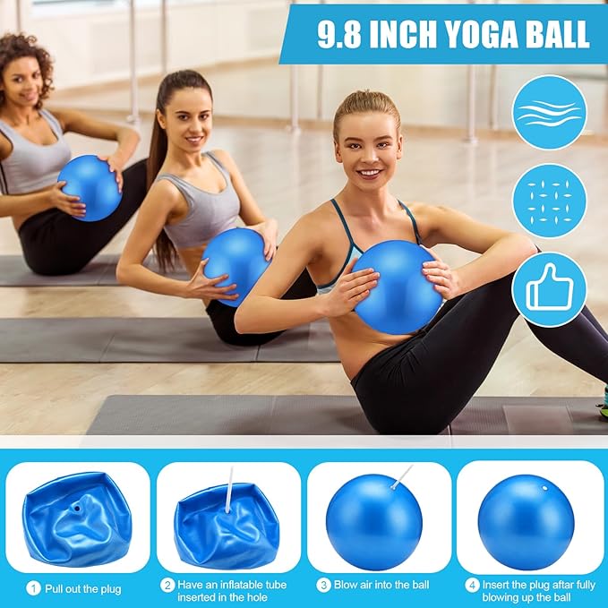 Silipull 10 Pcs Pilates Ring Blocks Set for Women Home Yoga Equipment Accessories Pilates Ring Circle and Ball Workouts Gift Include Ball Yoga Circle Resistance Bands Block Straps Gym Bag