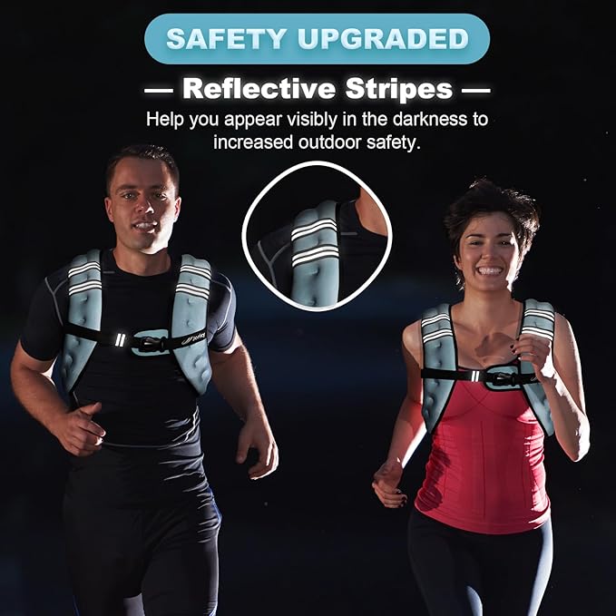 Weighted Vest Woman 5lb/8lb/10lb/12lb/15lb/20lb/25lb/30lb Weight Vest for Women Men, Rucking Vests with Reflective Stripe for Running Workout Walking Strength Training Weight Loss Fitness Weightlifting