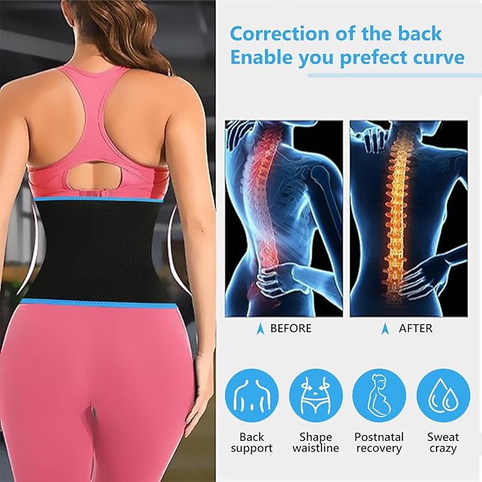 AMZBOSS Waist Trainer for Women Lower Belly Fat, Waist Sweat Band for Women, Belly Band Sweat Belt, Stomach Wrap, Body Shaper