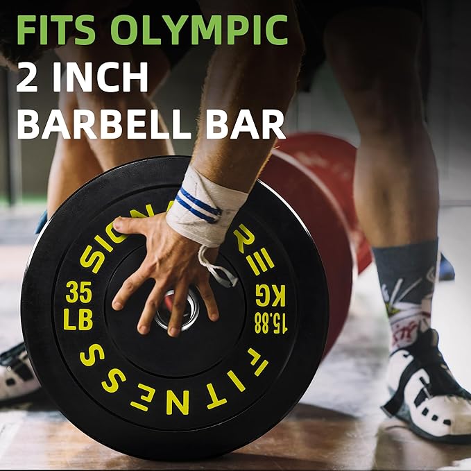 Fitvids Olympic Bumper Plates Set, 2" Weight Plates for Strength Training & Weightlifting, Paris or Set or Set with Barbell, Multiple Options