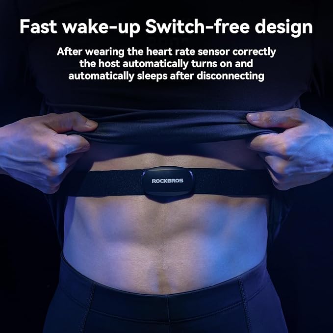 ROCKBROS HRM812 Heart Rate Monitor Chest Strap - ANT + Bluetooth IP67 Waterproof, 800H Battery Life, Wide Compatibility