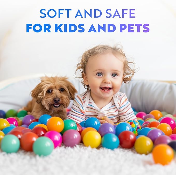 Playz Soft Plastic Mini Ball Pit Balls 50 Count - w/ 8 Vibrant Colors - Crush Proof, No Sharp Edges, Non Toxic, Phthalate & BPA Free for Baby Toddler Ball Pit, Play Tents & Tunnels Indoor & Outdoor