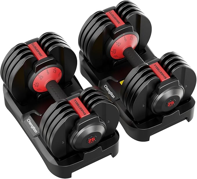 Upgraded Adjustable Dumbbell Set of 2 (52.5 lbs/25 lbs), 15/9 Weights Dumbbell Set, Quick Adjustable Dumbbells For Men and Women Home Gym Workout with Anti-Slip Handle, Safe and No Falling