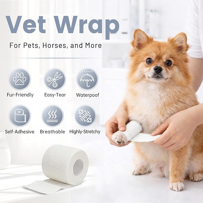 18 Pack Self Adhesive Bandage Wrap, Self Adherent Tape Cohesive Bandage Wrap for Sports, 2 Inch White Elastic Compression Wrap for Home Care Supplies, Wrist and Ankle During Gym Workouts