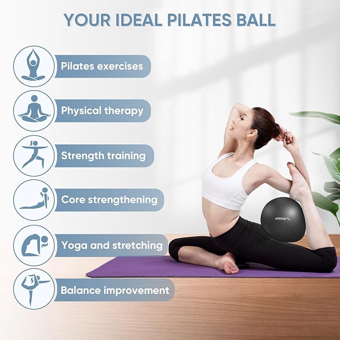 APEXUP 9 Inch Pilates Ball Small Exercise Ball for Yoga, Fitness, Balance, Core Workout, Physical Therapy