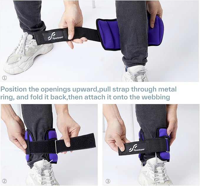 Sportneer Adjustable Ankle/Wrist Weights for Men Women Kids, Weighted Leg & Cuff Strength Training for Yoga Walking Running Aerobics Gym Fitness Physical Therapy