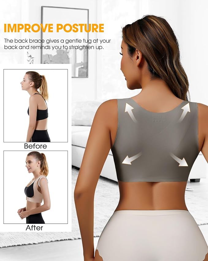 Front Closure Back Posture Corrector for Women Posture Correcting Adjustable Back Support for Women Bras Chest Shaper
