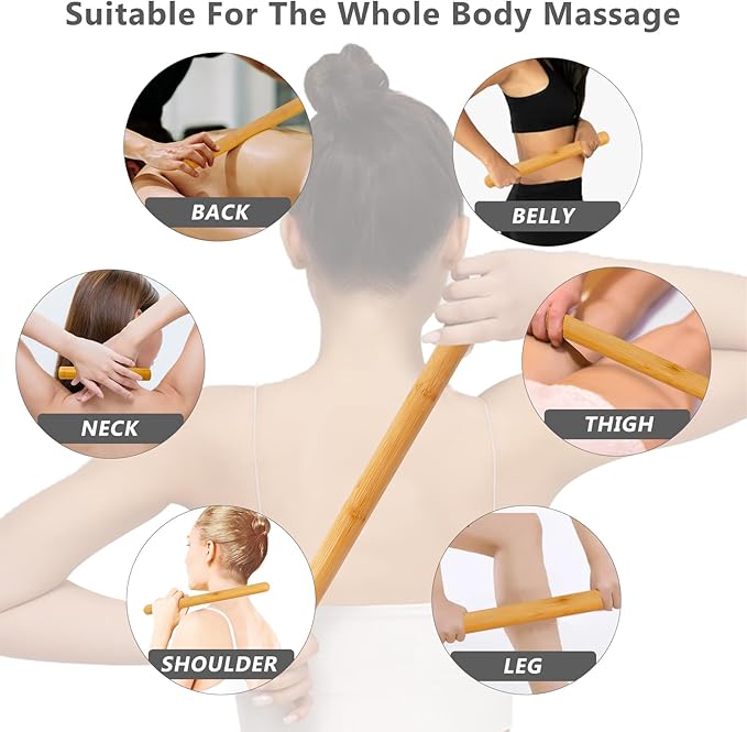 Bamboo Massage Stone Sets for Body Shaping,Bamboo Massage Sticks Sets for Back,Guasha Massage Sticks for Relax Muscles