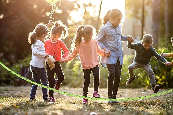 Double Dutch Jump Rope 16 ft 2 Pack, Adjustable Long Skipping Rope with Wooden Handle, Multiplayer Team Jumping Rope for Kids Adults, Long Enough for 5-6 Jumpers