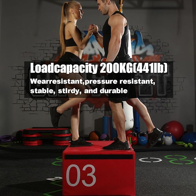 Box Jump, Soft Foam Enhanced Box Jump, Plyometric Training Box, Stackable Box Jump, Used for Jump Training, Pressure Training and Physical Training. Suitable for Home Gym Exercise