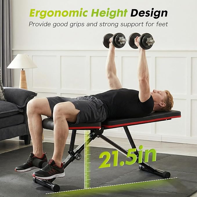 OLIXIS Adjustable Weight Bench for Full Body Strength Training, Foldable Workout Bench with Incline Flat Positions, 795 lbs Capacity Dumbbell Bench for Home Gym, Sit Up, Press, and Ab Exercises