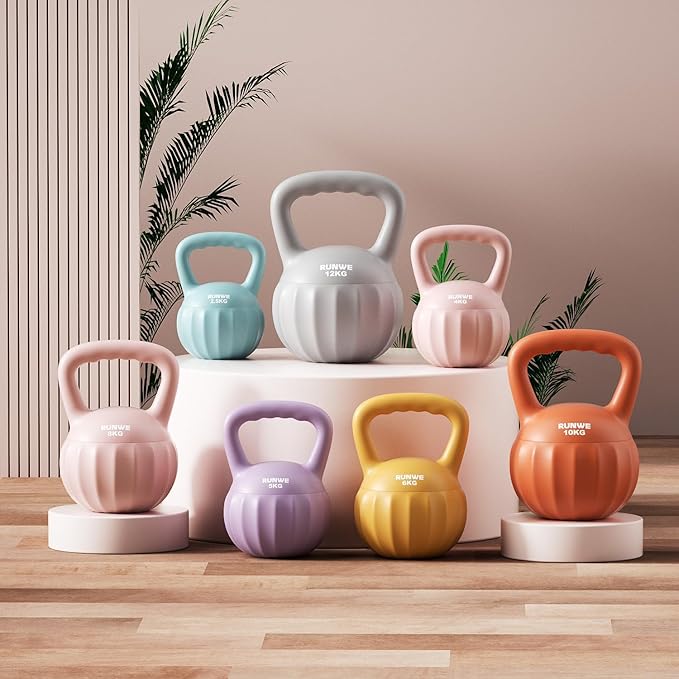 RUNWE Kettlebell Weight for Women and Men (Sold in Single Not in Set) Multiple Weight & Color Options from Beginners to Pros Hand Weight Core Strength Training