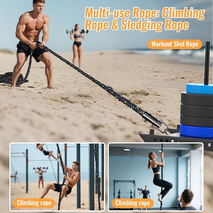 Weight Workout Sled Pulling Rope - 1.5 Inch x 50FT Heavy Duty Workout Sled Pull Rope for Tire Pulling, Football Training - Fitness Resistance Exercise Equipment for Men & Women