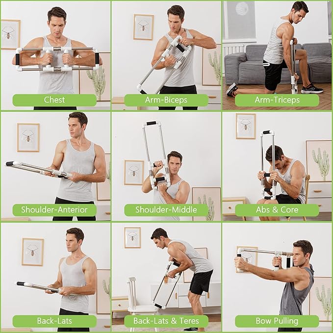 GoFitness Push Down Bar Machine - Chest Expander at Home Workout Equipment for Chest, Arm, Shoulder, Abs and Back - Portable Upper Body Trainer for Home, Travel or Outdoors