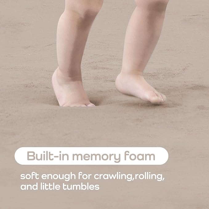 1.3" Thick Foam Baby Play Mat Extra Large 79x158, Basic Padded Plush Tummy Time Crawling Mat, Non-Slip Support Area Rug for Playroom Nursey Living Room (Beige)