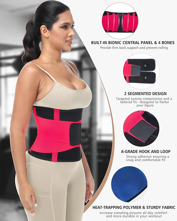 Waist Trainer for Women & Men - Sweat Belly Fat Trimmer Belt - Tummy Control Body Shaper & Back Support Sauna Suit