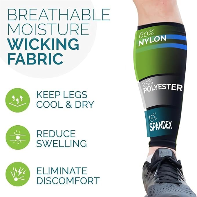 Run Forever Calf Compression Sleeves for Men and Women - Leg Compression Sleeve - Footless Compression Socks for runners