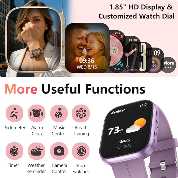 MorePro Fitness Tracker with 24/7 Heart Rate & Blood Pressure Monitor, Smart Watch with Blood Oxy-gen, Sleep Tracking, Fitness Watch 120+ Sports Modes, Answer/Make Calls for Men and Women