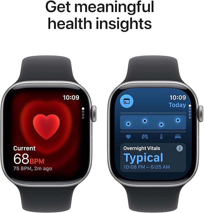 Apple Watch Series 11 [GPS 46mm] Smartwatch with Space Grey Aluminium Case with Black Sport Band - M/L. Sleep Score, Fitness Tracker, Health Monitoring with AppleCare+ (2 Years)