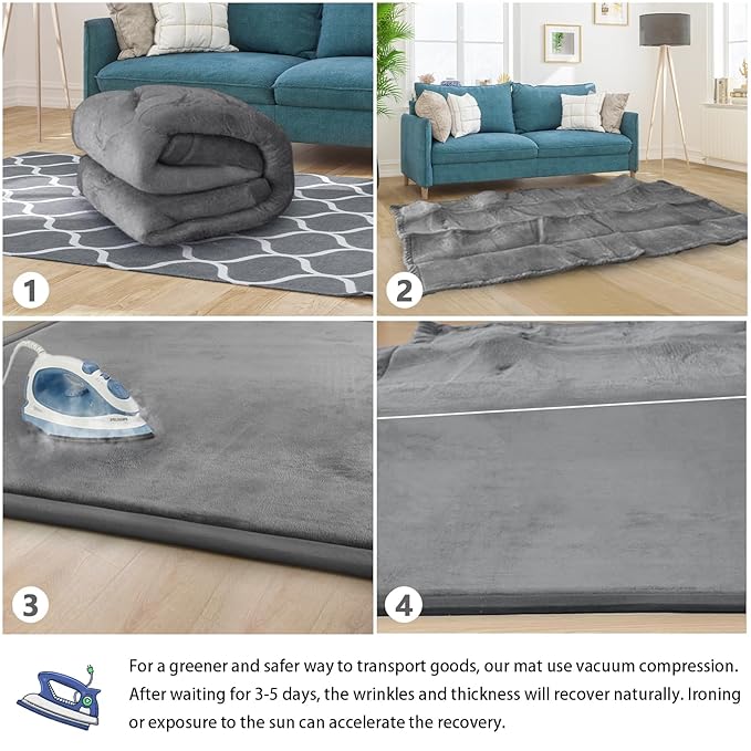 Baby Play Mat for Floor Nursery Rug Muscle Mat Area Rug Playroom Rug 59"x59" Playpen Mat Memory Foam 1.3" Thick Crawling Mat for Babies,Toddlers, Infants, Kids,Grey