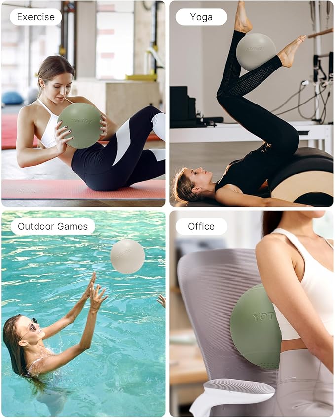 YOTTOY Small Exercise Ball，9-inch Pilates Ball with Anti-Burst Technology for Stability, Ideal for Yoga, Pilates, Physical Therapy & Home Workouts
