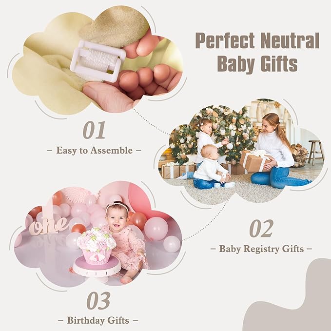 5-in-1 Plush Baby Play Gym, Baby Play Mats, Convertible Baby Gym, Tummy time mat, 6 Sensory Toys, Activity Center, Ball Pit, Cream